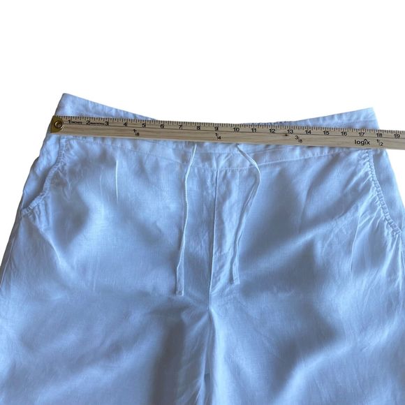 Artisan NY Women's Linen Pants XL White Elastic Waist Drawstring Relaxed Fit - Picture 5 of 9